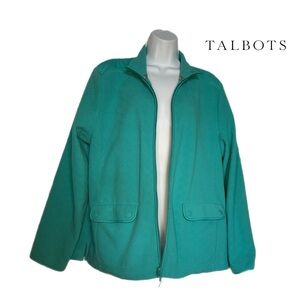 Talbots XL Women's Turquoise Jacket Zipper Snap Pockets